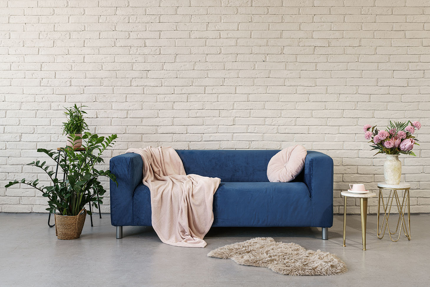IKEA Klippan 2 Seater in Blue Velvet Sofa Cover
